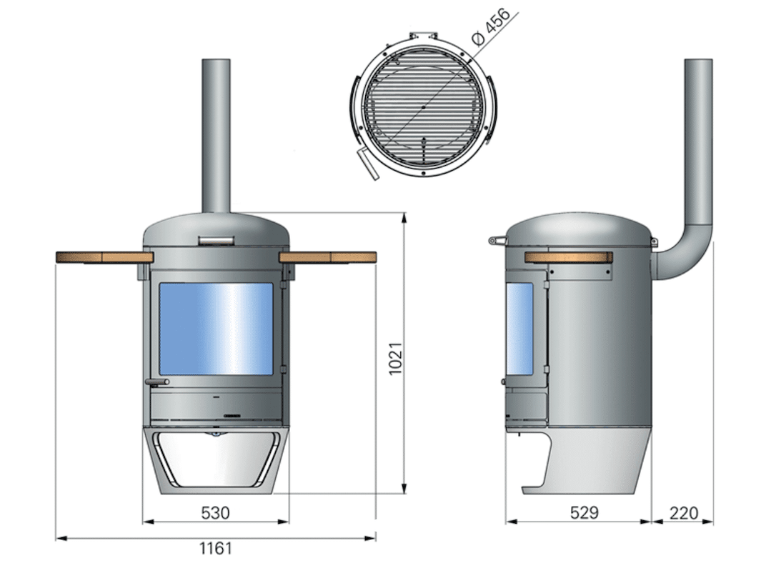 Dimensions du poele Terrasse Gourmet H500 de Chesneys