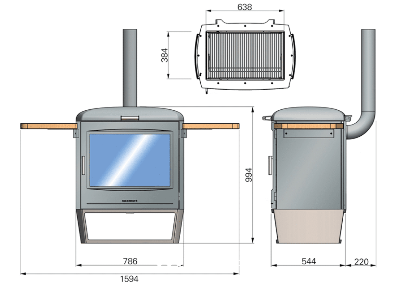 Dimensions du poele Garden Party H600 de Chesneys